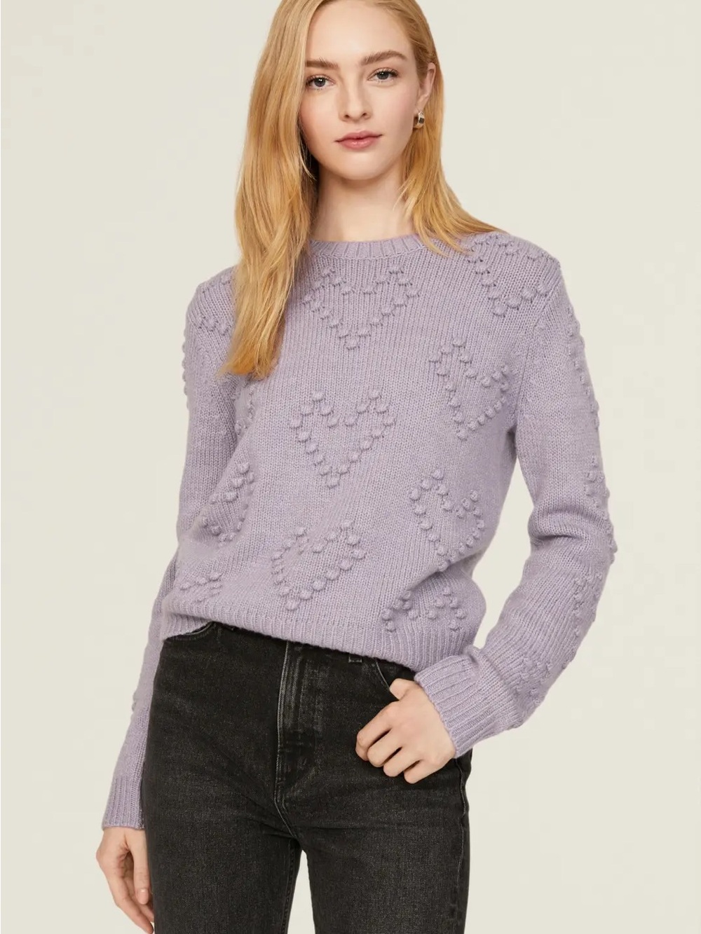 Splendid Daphne Heart Sweater Lavender-Gray size Small